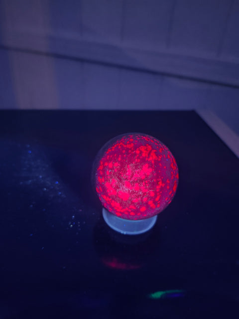 Red.blue,green ruby in kyanite sphere uv reactive