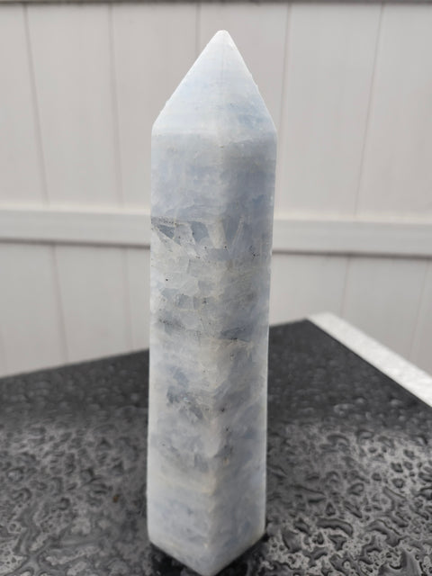 Massive blue calcite tower