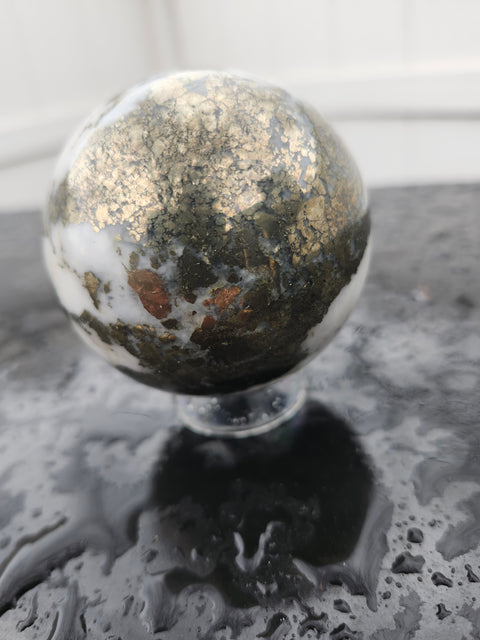 Opal,pyrite sphere