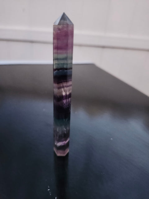 Rainbow fluorite tower