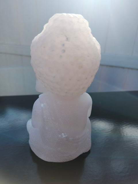 Praying Buddha carving rose quartz