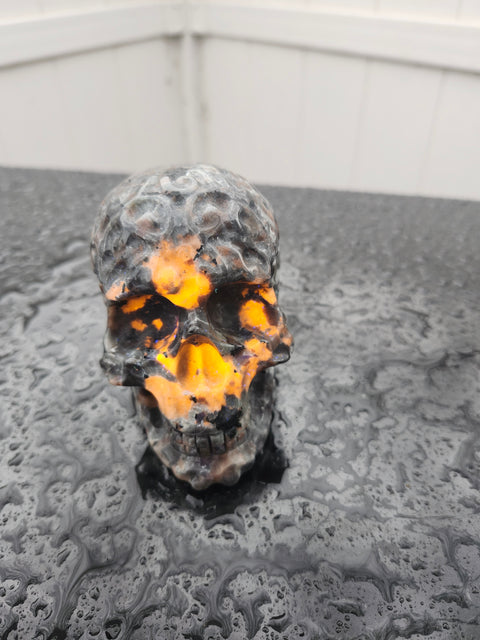 Flame stone skull