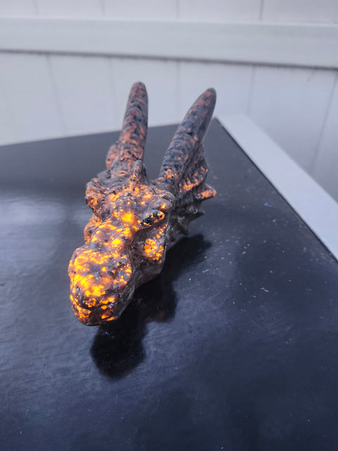 Flame stone dragon skull