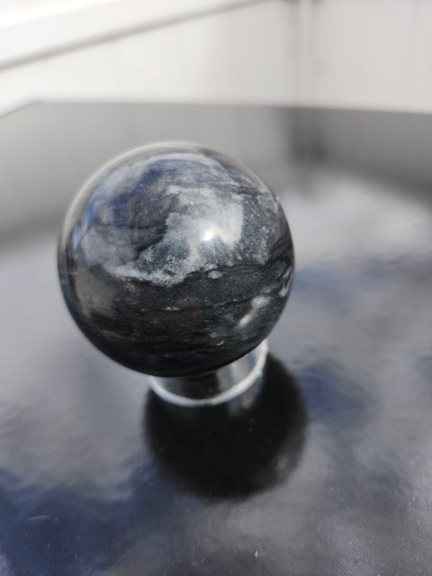 Black phantom quartz sphere