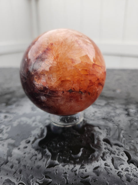 Fire quartz sphere