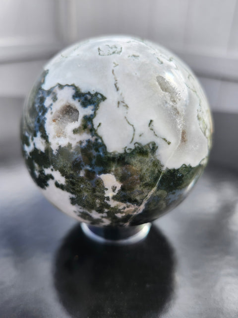 Moss agate sea jasper sphere