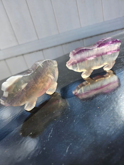 Rainbow fluorite pig