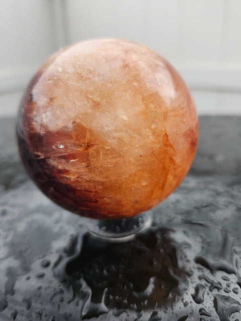 Fire quartz sphere