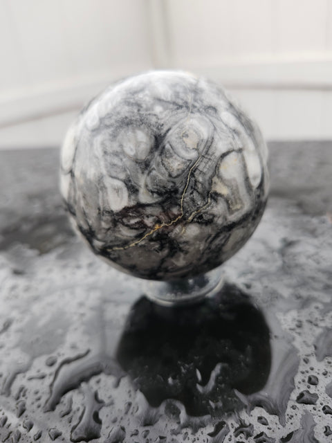 Shell jasper sphere