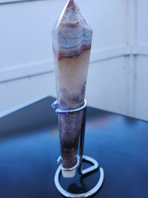 Amathyst lace agate scepter with stand