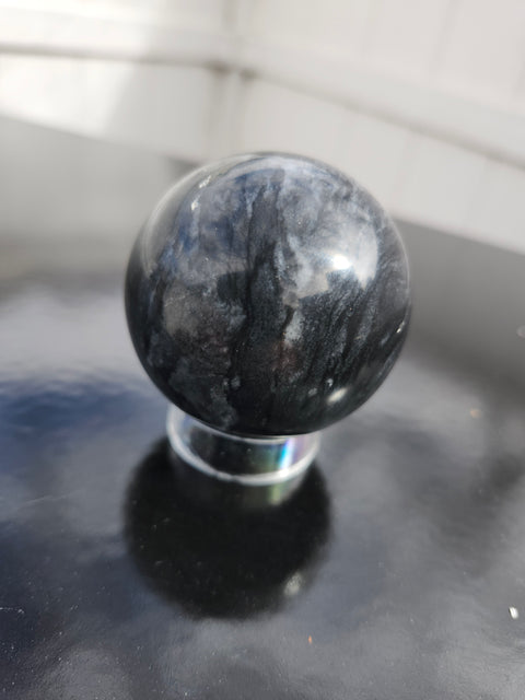 Black phantom quartz sphere