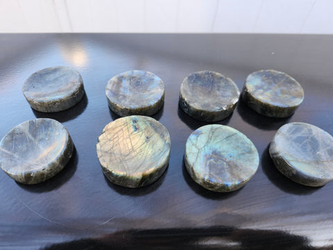 Circle labrodite palm stones offering bowl