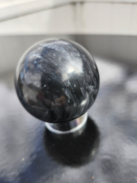 Black phantom quartz sphere