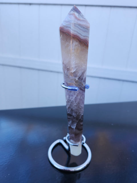 Amathyst lace agate scepter with stand