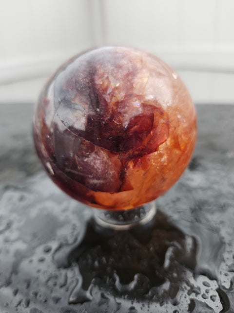 Fire quartz sphere