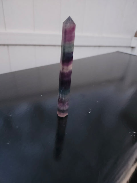 Rainbow fluorite tower