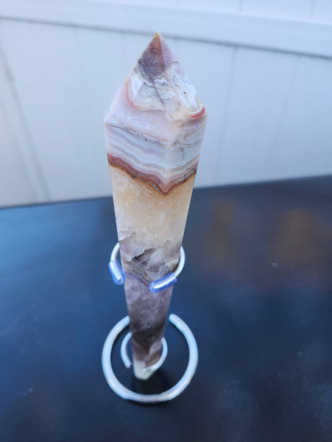 Amathyst lace agate scepter with stand